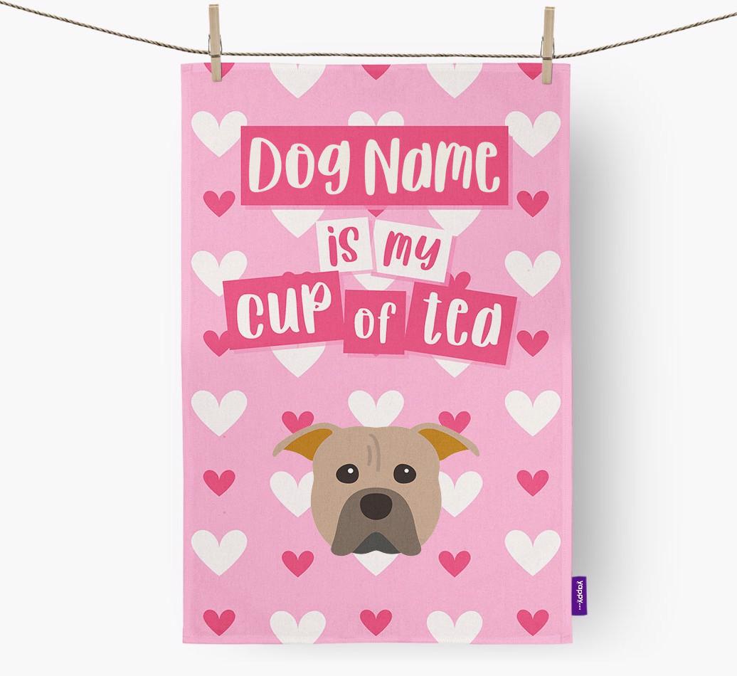 '{dogsName} is my cup of tea' Dish Towel with {breedFullName} Icon