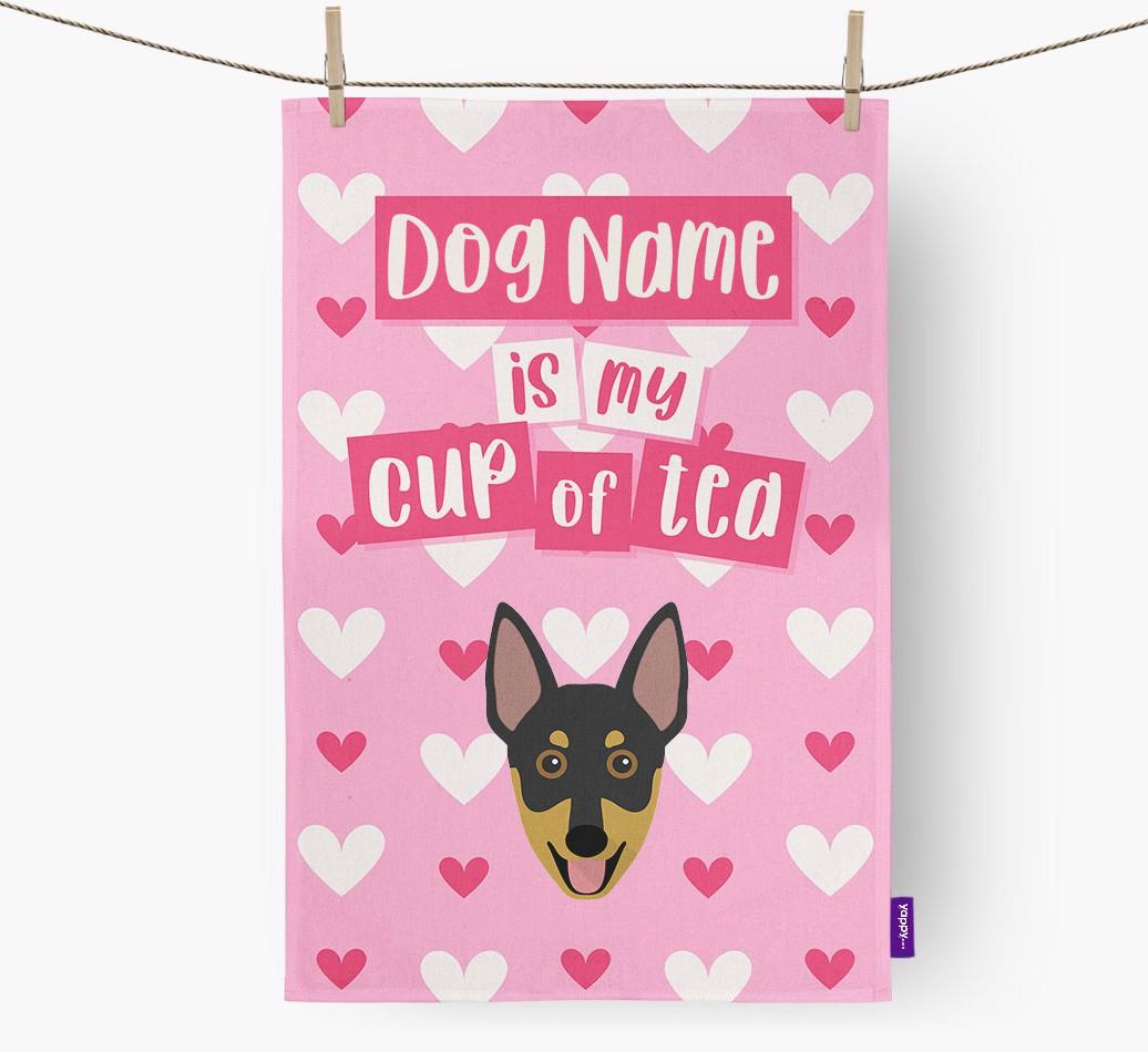 '{dogsName} is my cup of tea' Dish Towel with {breedFullName} Icon