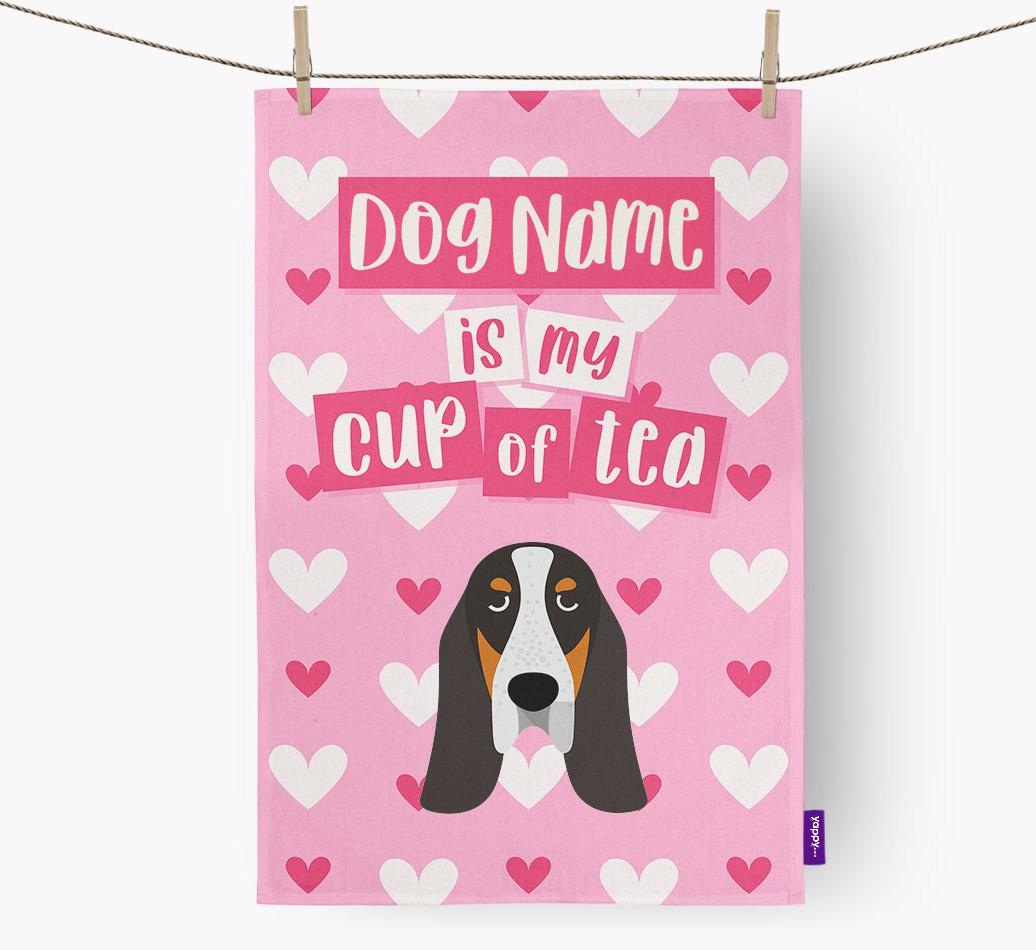 '{dogsName} is my cup of tea' Dish Towel with {breedFullName} Icon