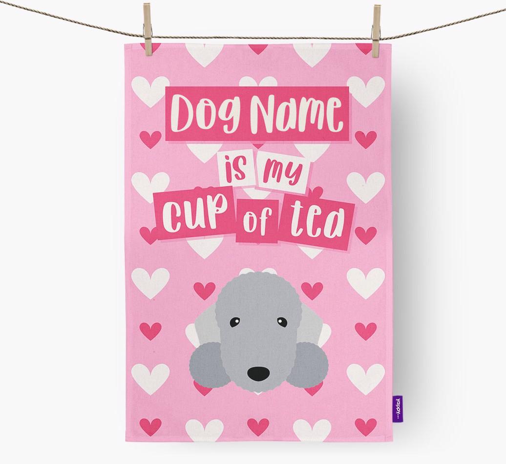 '{dogsName} is my cup of tea' Dish Towel with {breedFullName} Icon