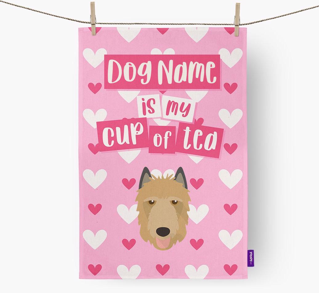 '{dogsName} is my cup of tea' Dish Towel with {breedFullName} Icon