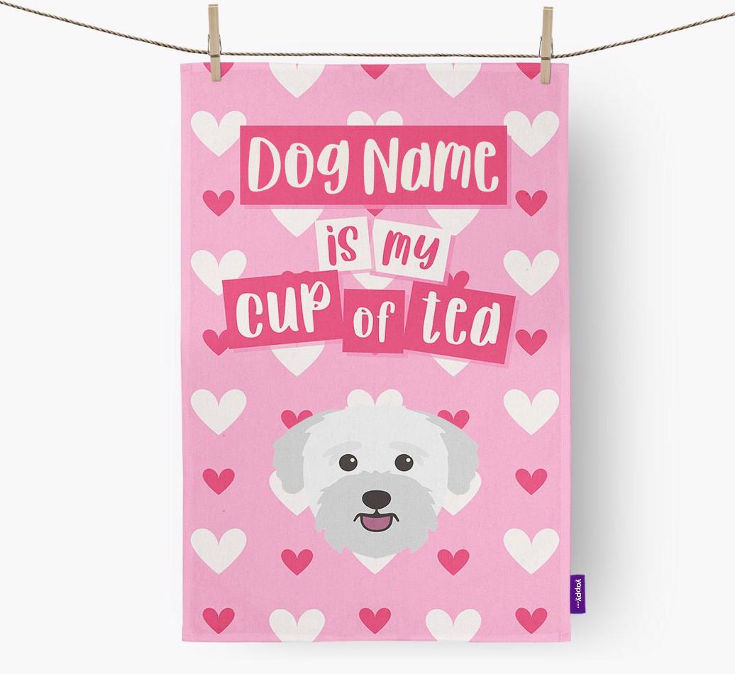 '{dogsName} is my cup of tea' Tea Towel with {breedFullName} Icon