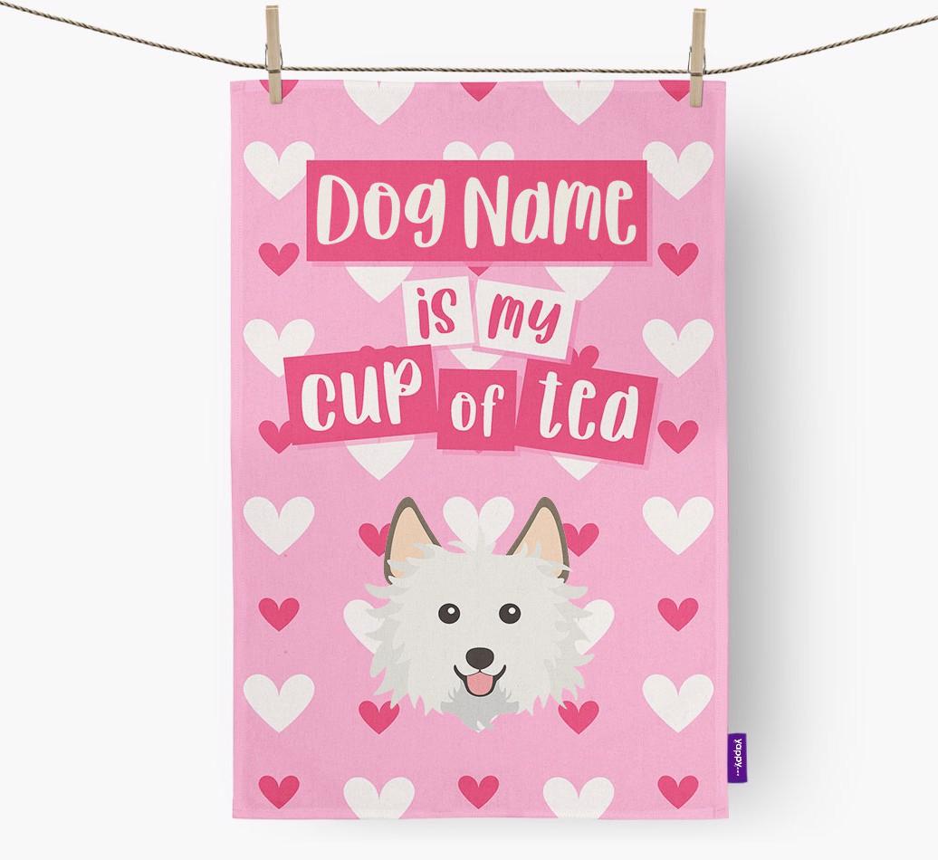 '{dogsName} is my cup of tea' Dish Towel with {breedFullName} Icon