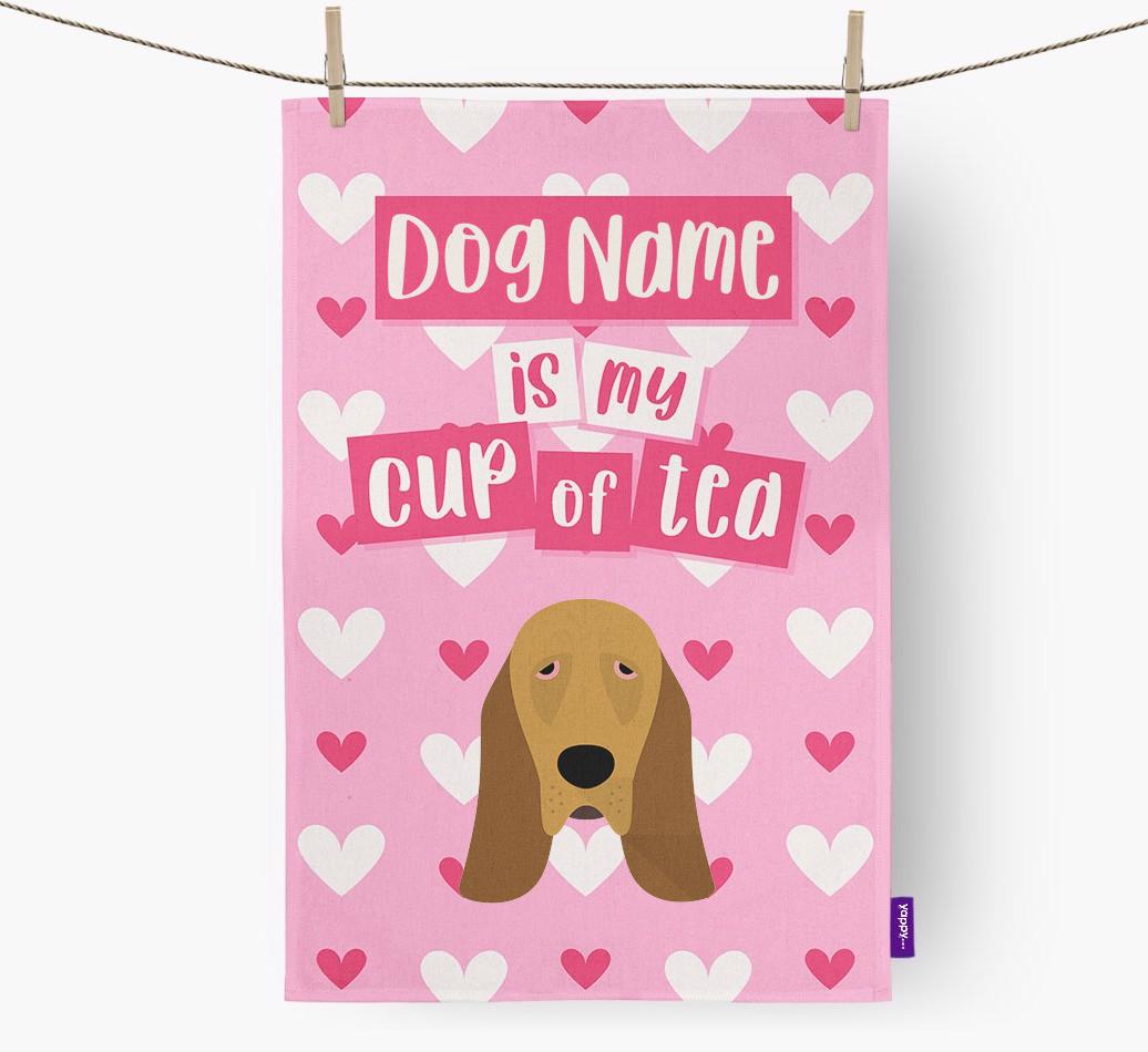 '{dogsName} is my cup of tea' Dish Towel with {breedFullName} Icon