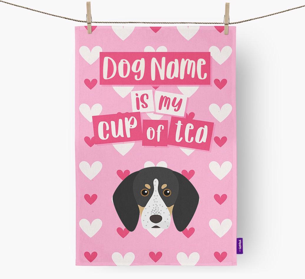 '{dogsName} is my cup of tea' Dish Towel with {breedFullName} Icon