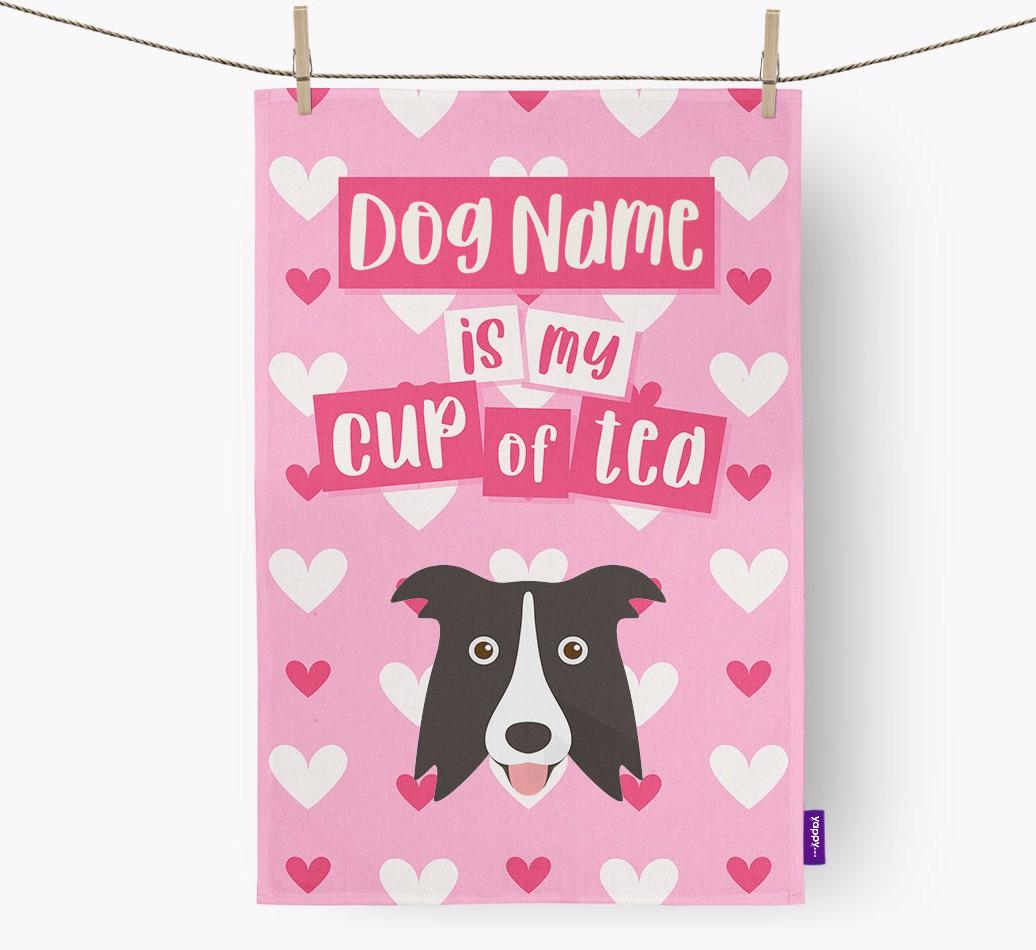 '{dogsName} is my cup of tea' Dish Towel with {breedFullName} Icon