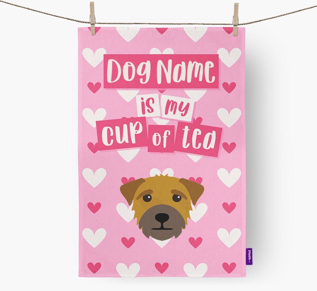 '{dogsName} is my cup of tea' Dish Towel with {breedFullName} Icon