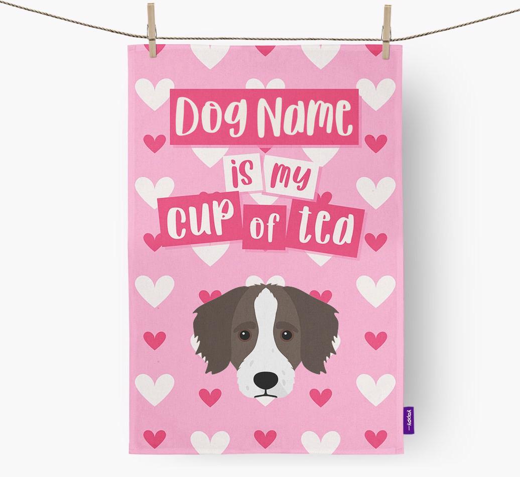 '{dogsName} is my cup of tea' Dish Towel with {breedFullName} Icon