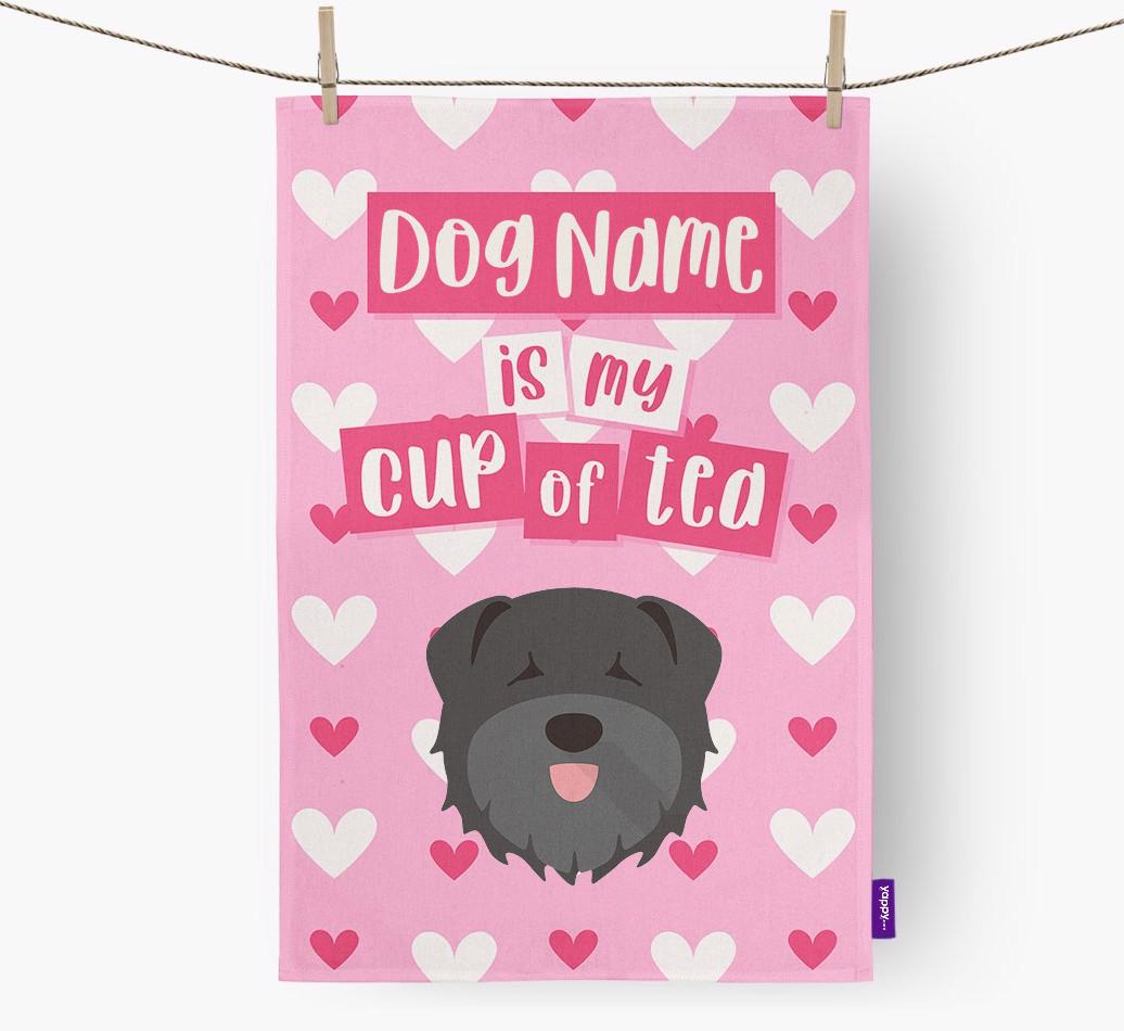 '{dogsName} is my cup of tea' Dish Towel with {breedFullName} Icon
