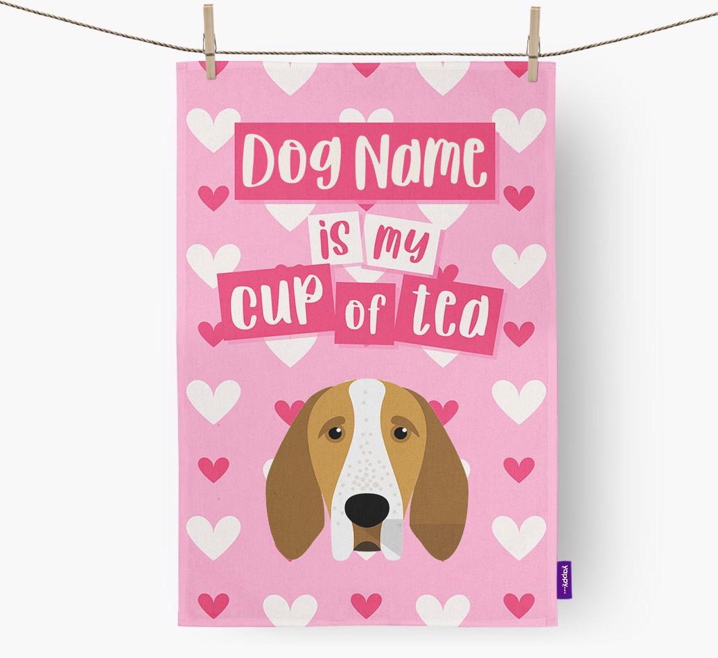'{dogsName} is my cup of tea' Dish Towel with {breedFullName} Icon