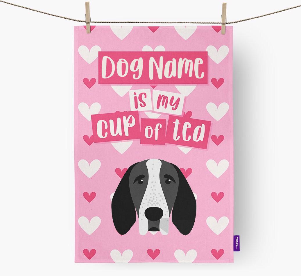 '{dogsName} is my cup of tea' Dish Towel with {breedFullName} Icon