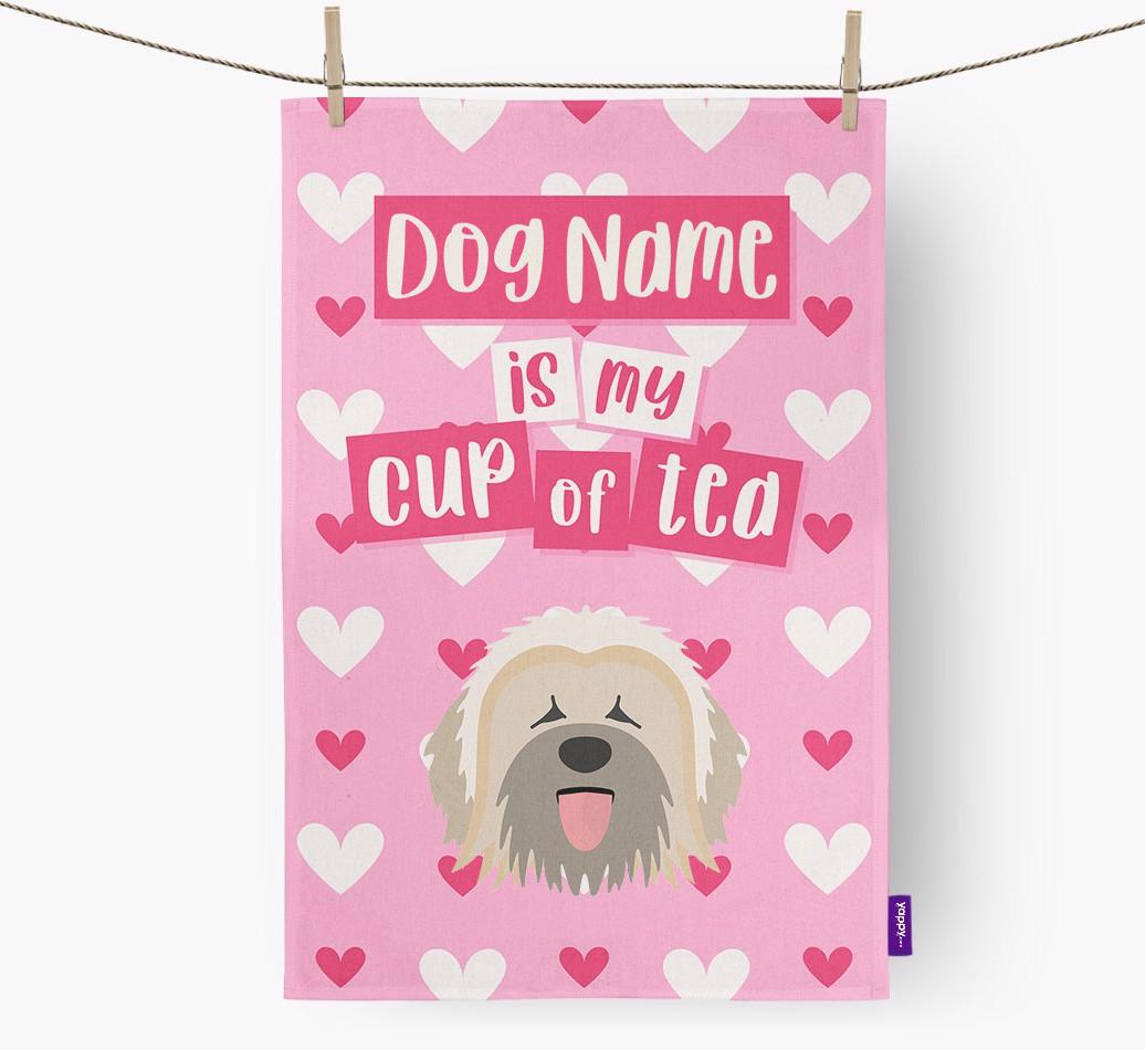 '{dogsName} is my cup of tea' Dish Towel with {breedFullName} Icon