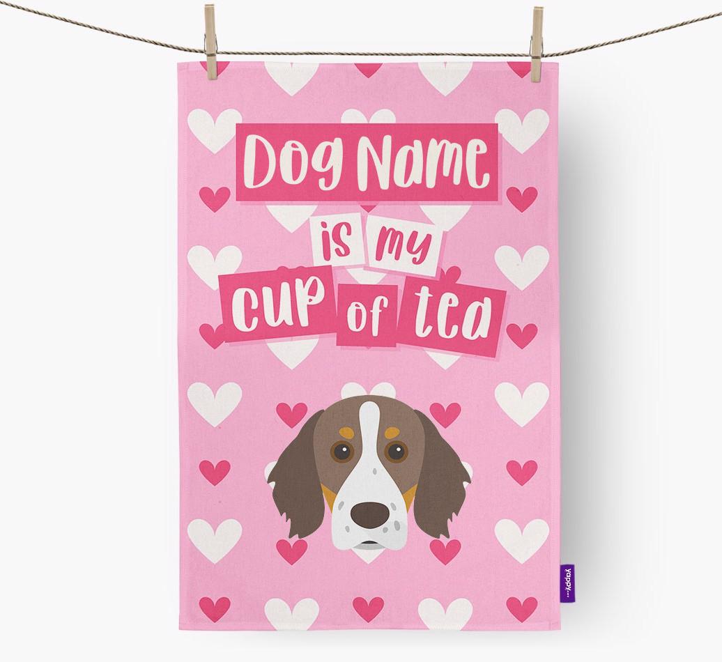 '{dogsName} is my cup of tea' Dish Towel with {breedFullName} Icon