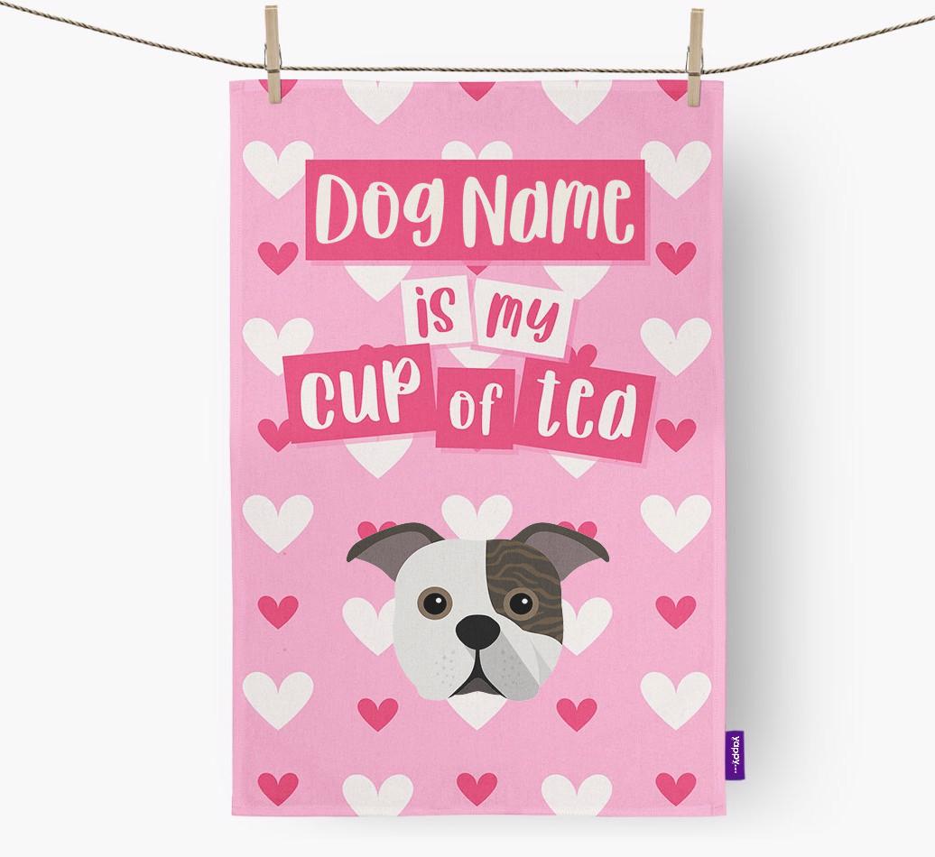 '{dogsName} is my cup of tea' Dish Towel with {breedFullName} Icon