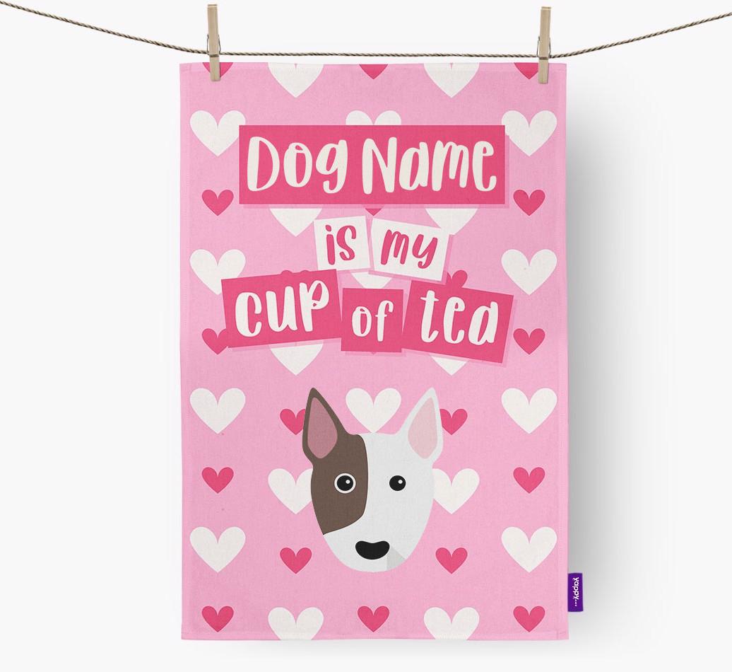'{dogsName} is my cup of tea' Dish Towel with {breedFullName} Icon