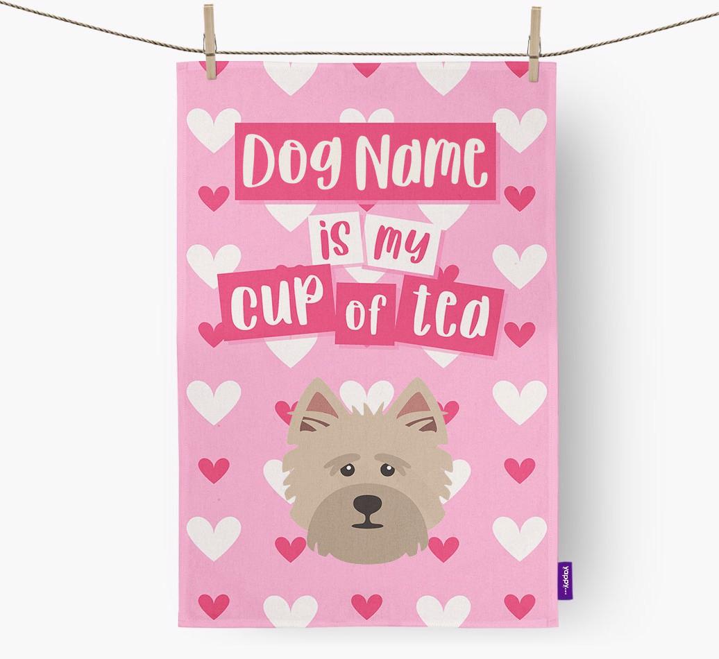 '{dogsName} is my cup of tea' Dish Towel with {breedFullName} Icon