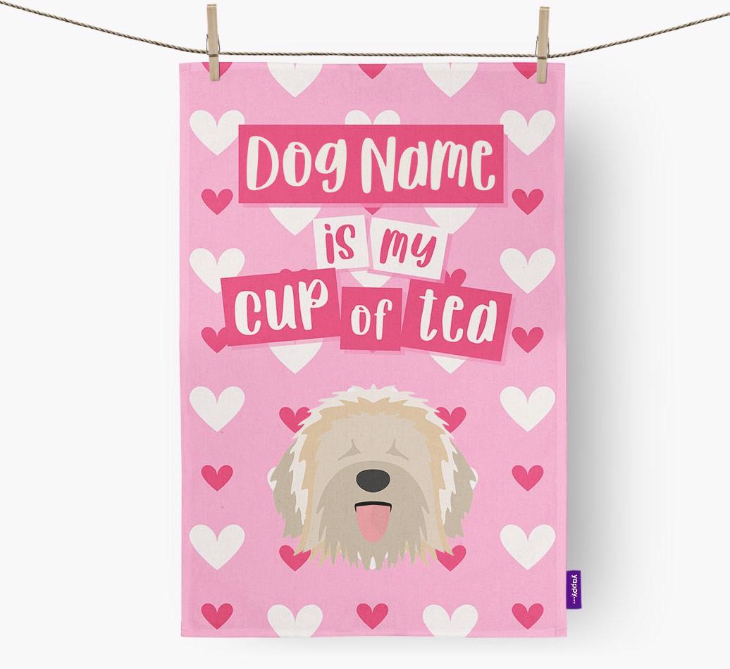 '{dogsName} is my cup of tea' Dish Towel with {breedFullName} Icon