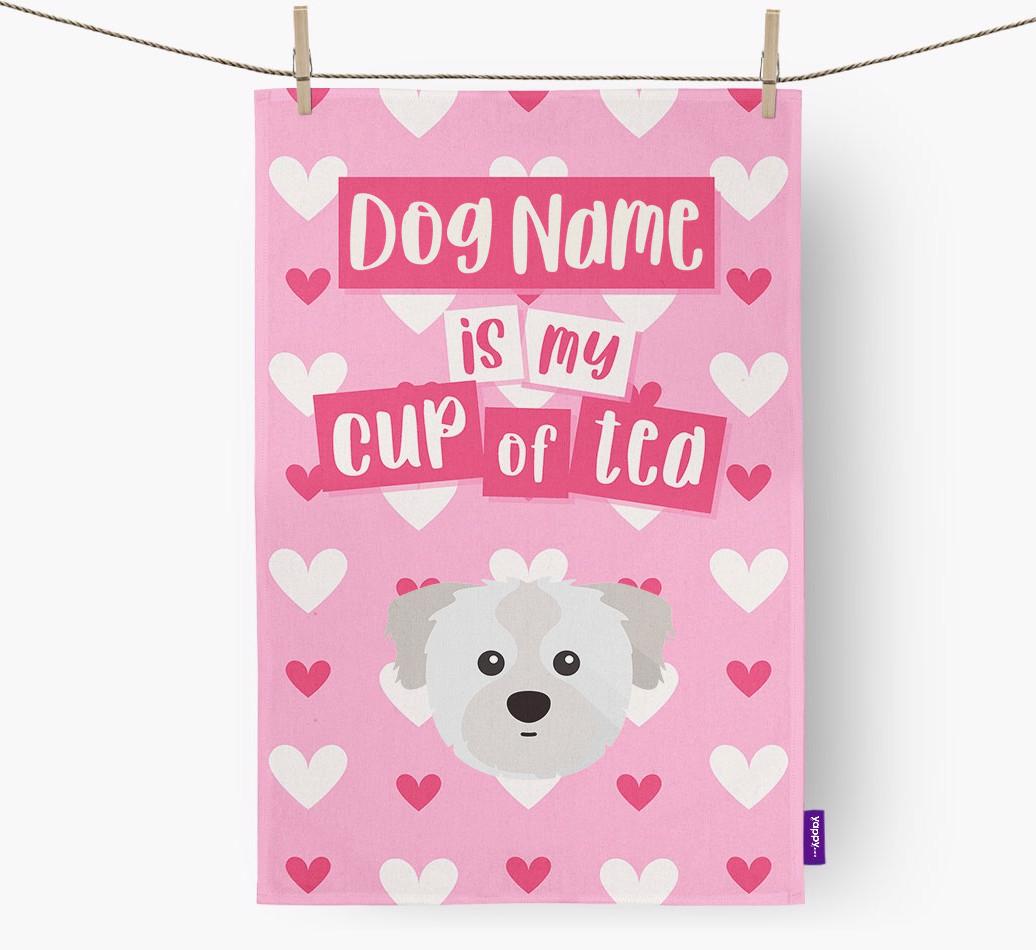 '{dogsName} is my cup of tea' Dish Towel with {breedFullName} Icon