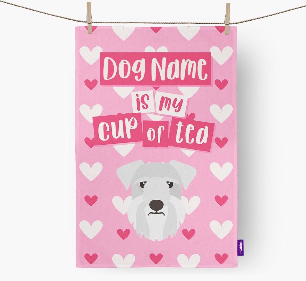 '{dogsName} is my cup of tea' Dish Towel with {breedFullName} Icon