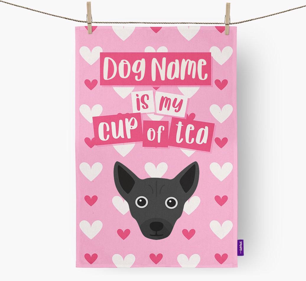 '{dogsName} is my cup of tea' Dish Towel with {breedFullName} Icon