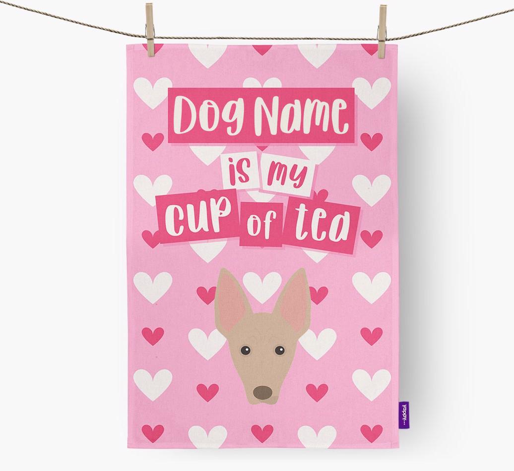 '{dogsName} is my cup of tea' Dish Towel with {breedFullName} Icon