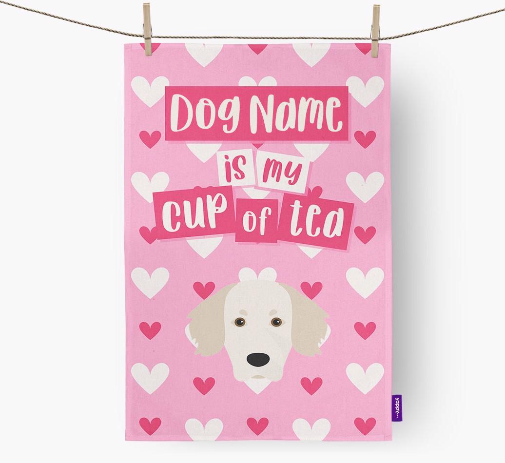 '{dogsName} is my cup of tea' Dish Towel with {breedFullName} Icon