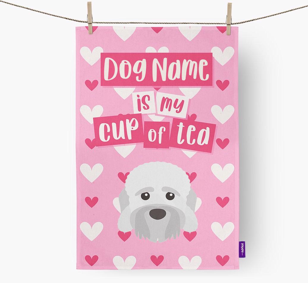 '{dogsName} is my cup of tea' Dish Towel with {breedFullName} Icon