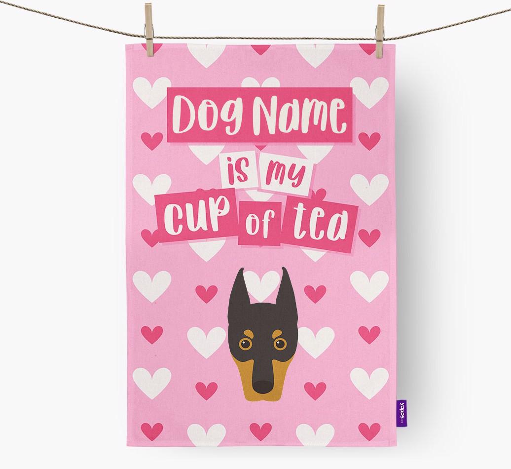 '{dogsName} is my cup of tea' Dish Towel with {breedFullName} Icon