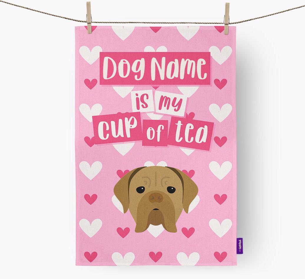 '{dogsName} is my cup of tea' Dish Towel with {breedFullName} Icon