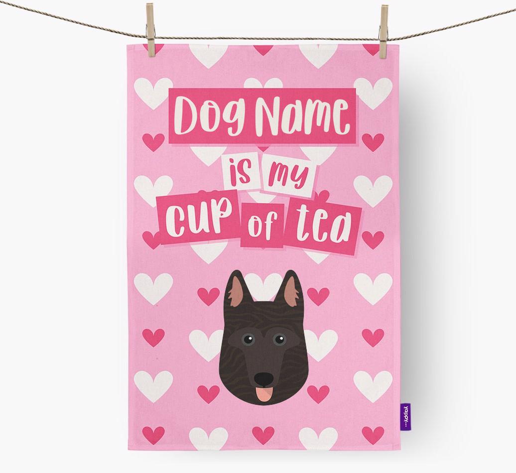 '{dogsName} is my cup of tea' Dish Towel with {breedFullName} Icon