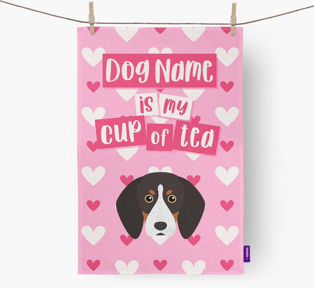 '{dogsName} is my cup of tea' Dish Towel with {breedFullName} Icon