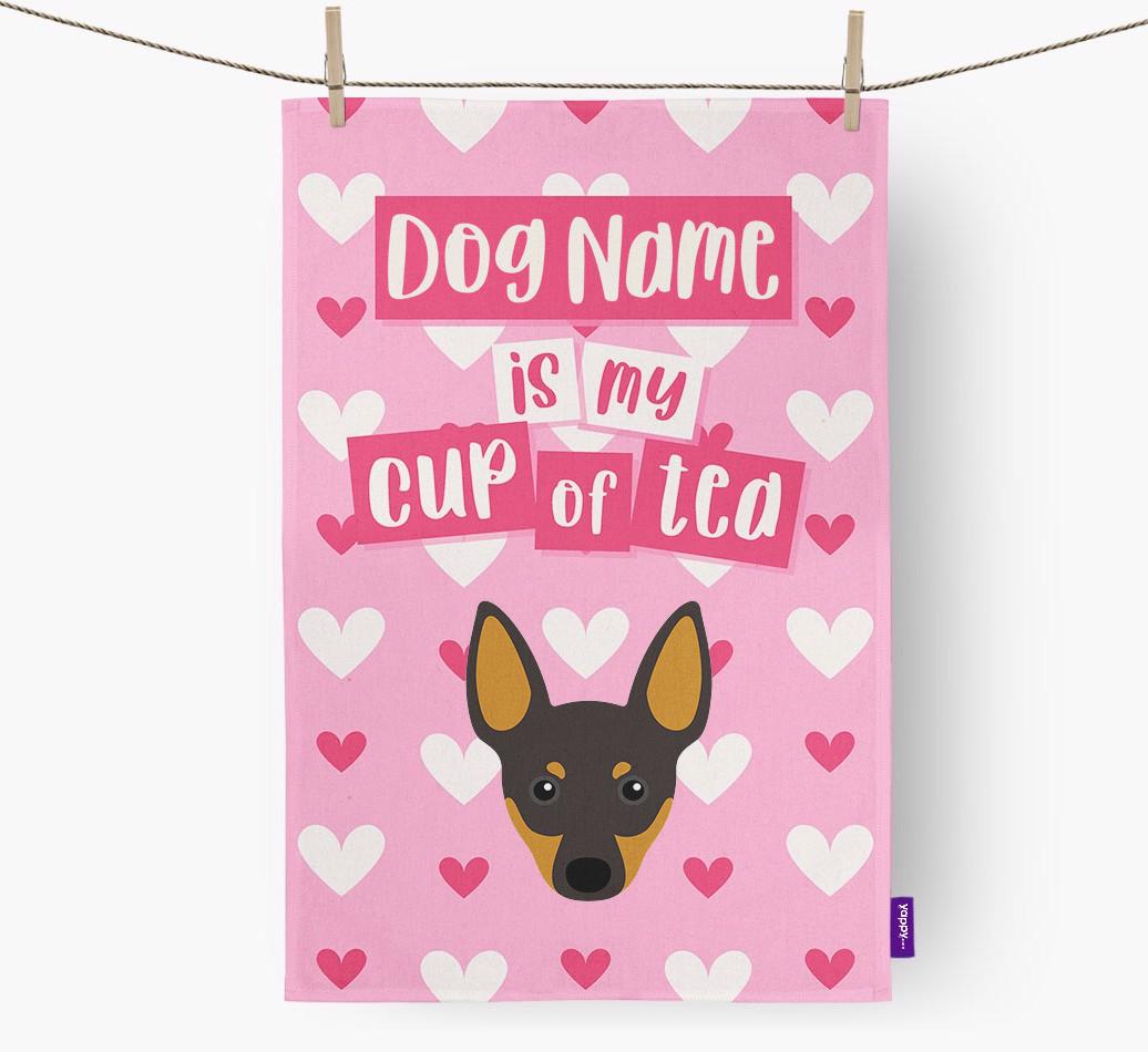 '{dogsName} is my cup of tea' Dish Towel with {breedFullName} Icon