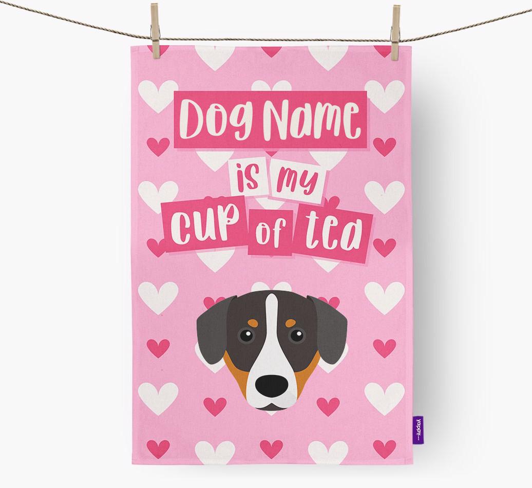 '{dogsName} is my cup of tea' Dish Towel with {breedFullName} Icon