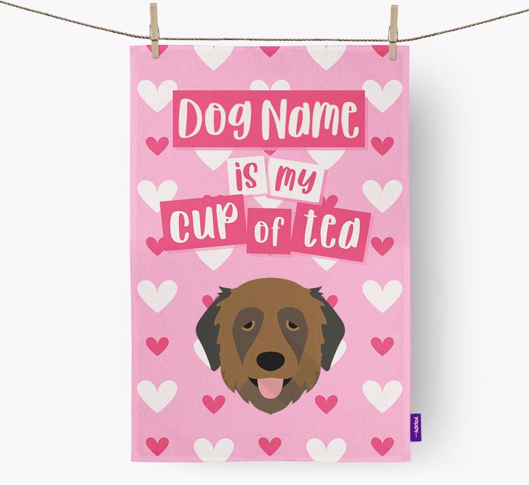 '{dogsName} is my cup of tea' Dish Towel with {breedFullName} Icon