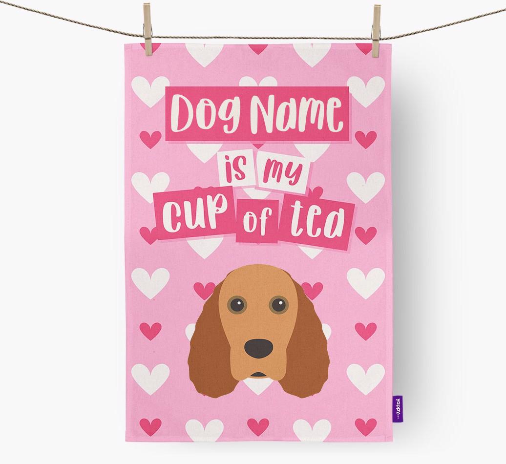 '{dogsName} is my cup of tea' Dish Towel with {breedFullName} Icon
