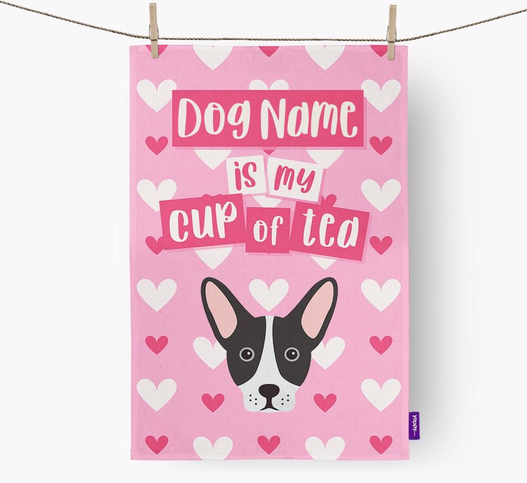 '{dogsName} is my cup of tea' Dish Towel with {breedFullName} Icon