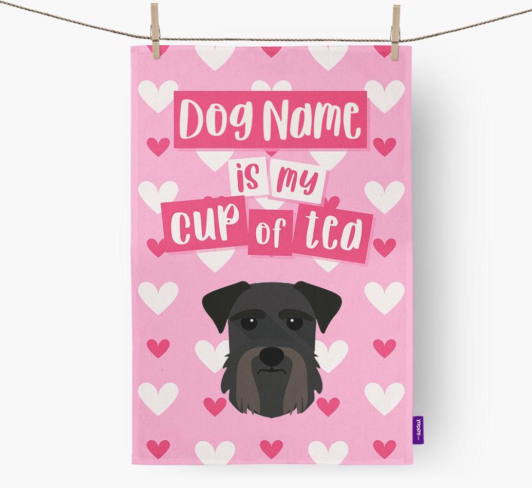 '{dogsName} is my cup of tea' Dish Towel with {breedFullName} Icon