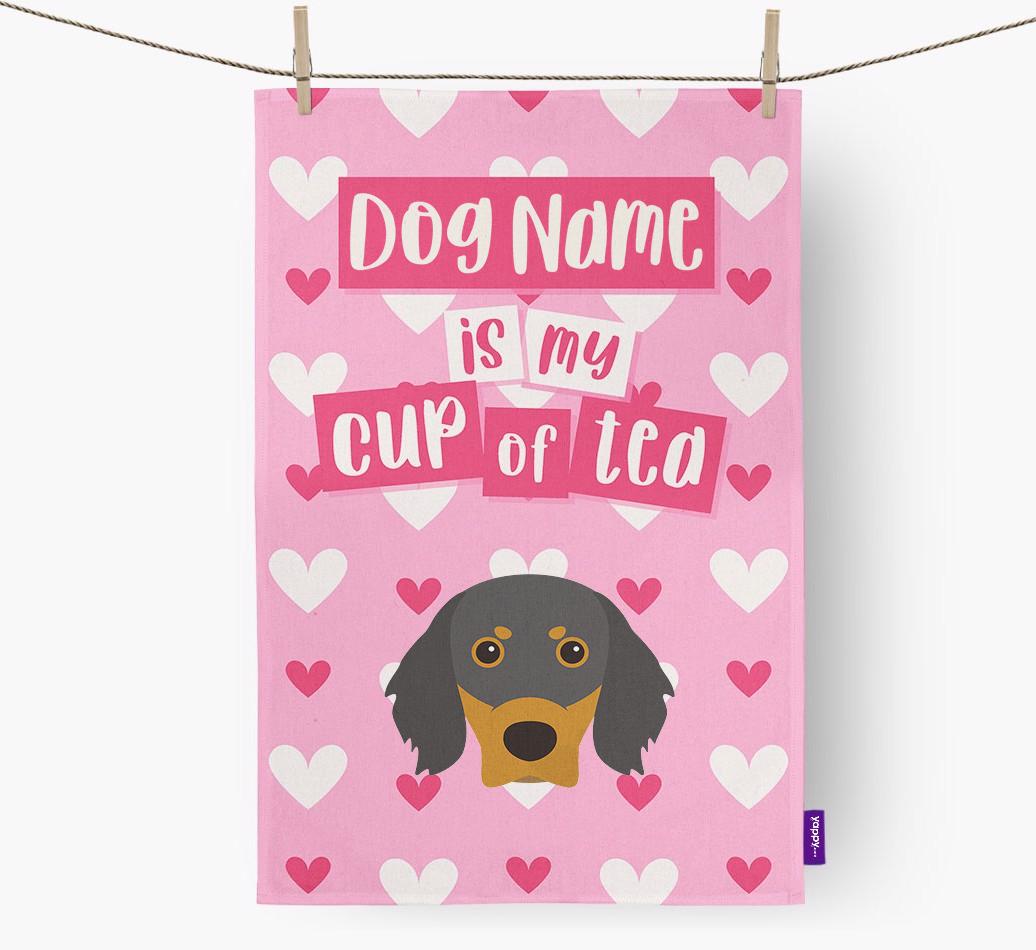 '{dogsName} is my cup of tea' Dish Towel with {breedFullName} Icon