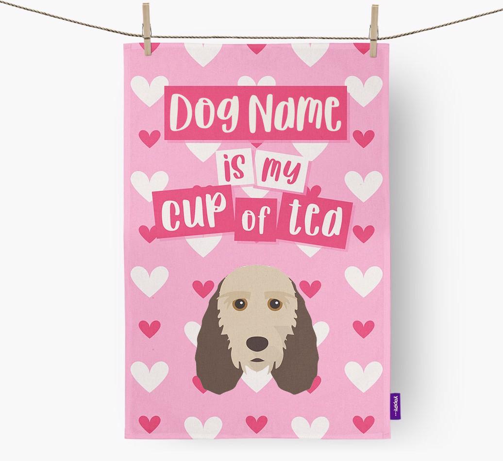 '{dogsName} is my cup of tea' Dish Towel with {breedFullName} Icon