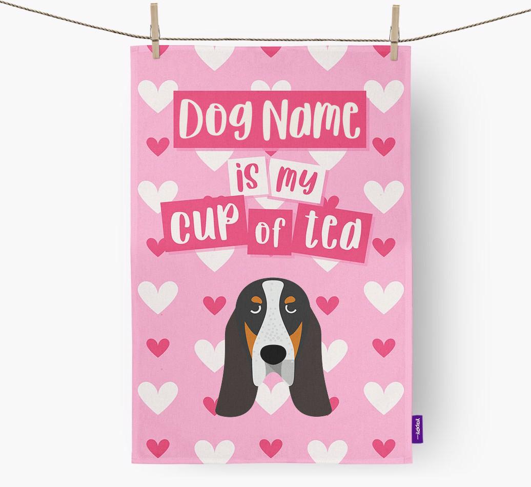 '{dogsName} is my cup of tea' Dish Towel with {breedFullName} Icon