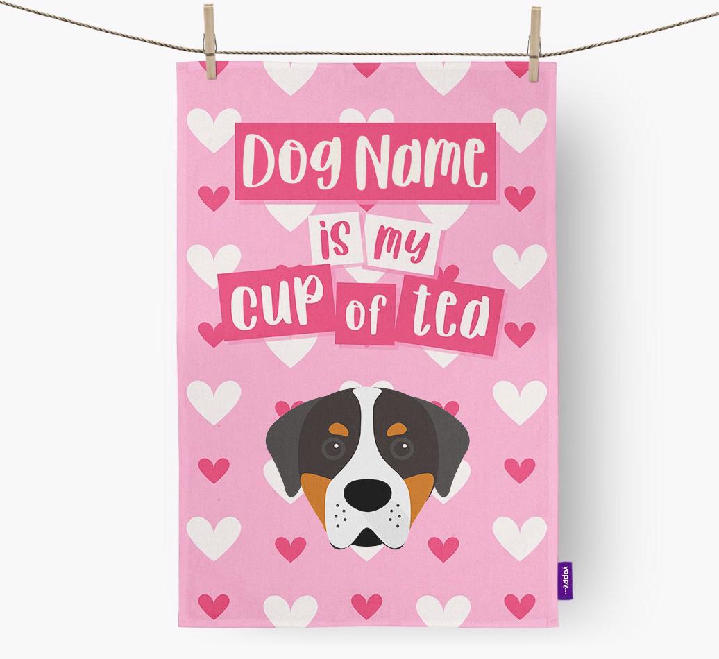 '{dogsName} is my cup of tea' Dish Towel with {breedFullName} Icon