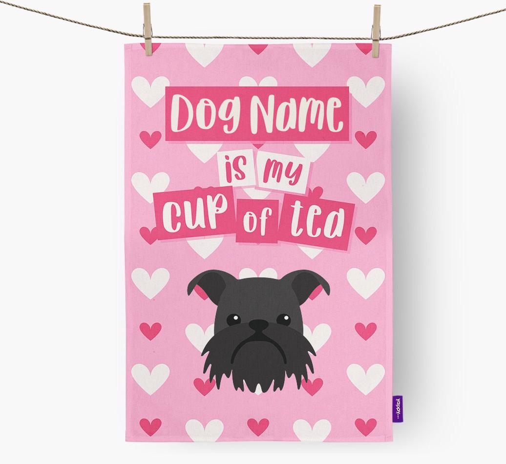 '{dogsName} is my cup of tea' Dish Towel with {breedFullName} Icon