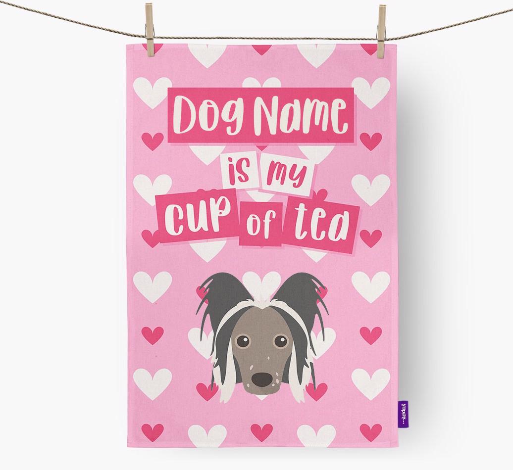 '{dogsName} is my cup of tea' Dish Towel with {breedFullName} Icon
