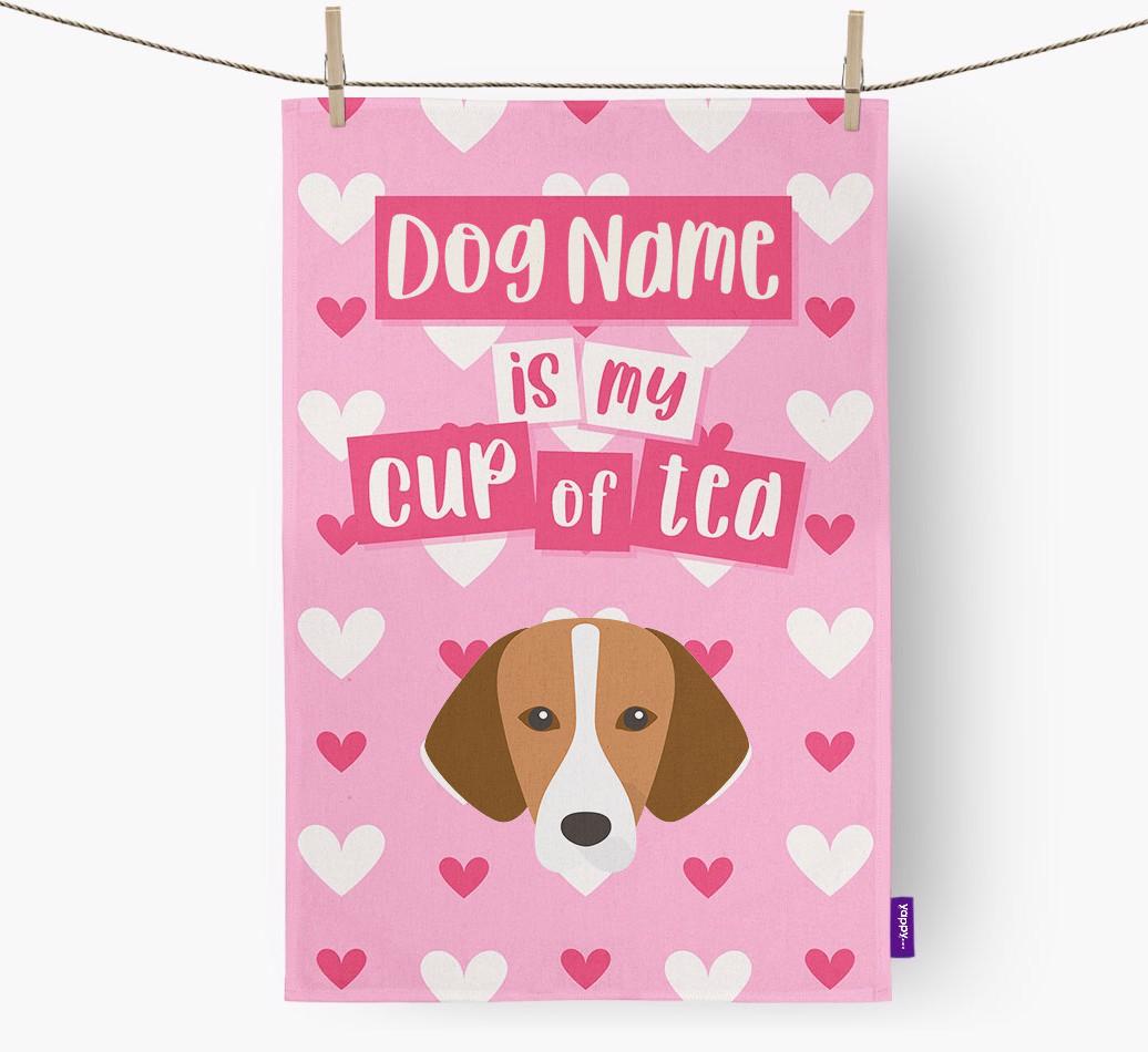'{dogsName} is my cup of tea' Dish Towel with {breedFullName} Icon