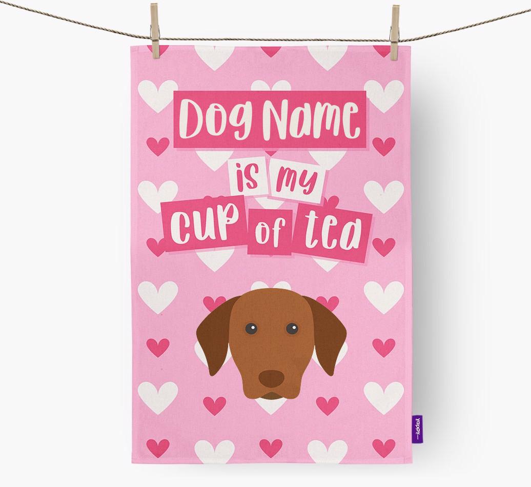 '{dogsName} is my cup of tea' Tea Towel with {breedFullName} Icon