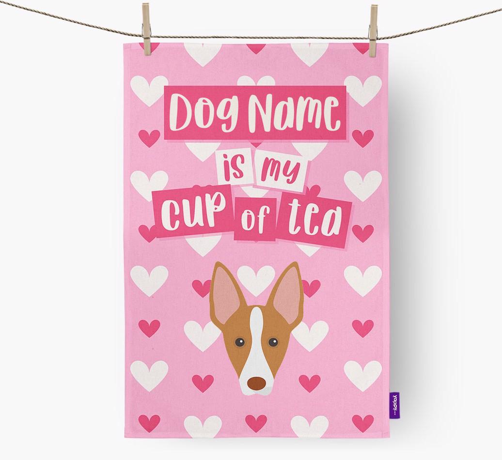 '{dogsName} is my cup of tea' Dish Towel with {breedFullName} Icon