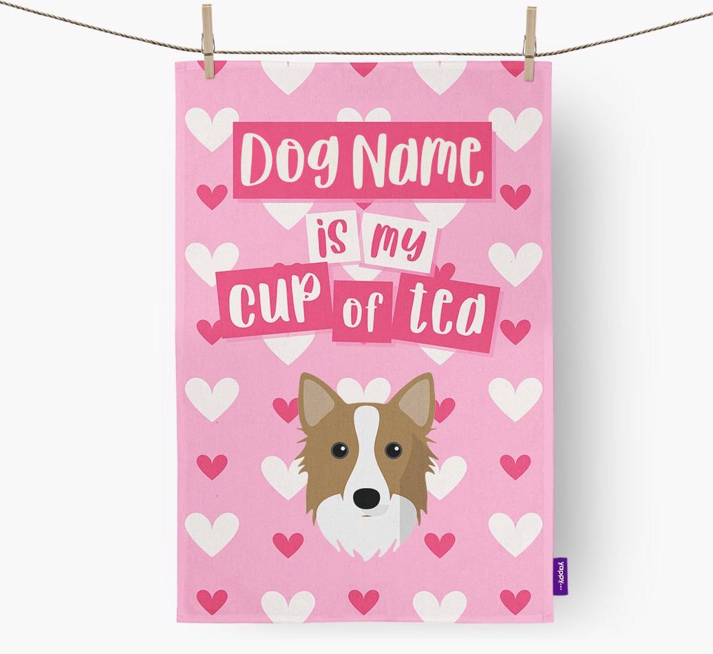 '{dogsName} is my cup of tea' Dish Towel with {breedFullName} Icon