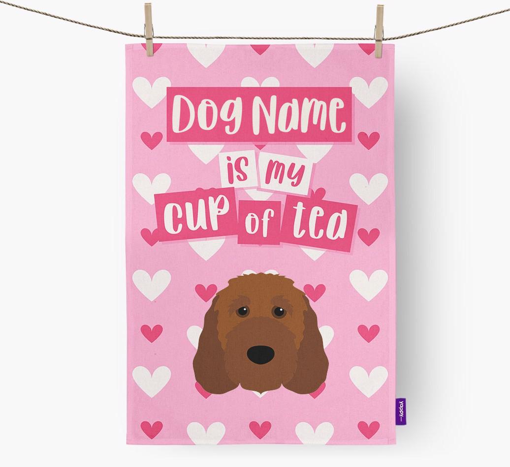 '{dogsName} is my cup of tea' Dish Towel with {breedFullName} Icon