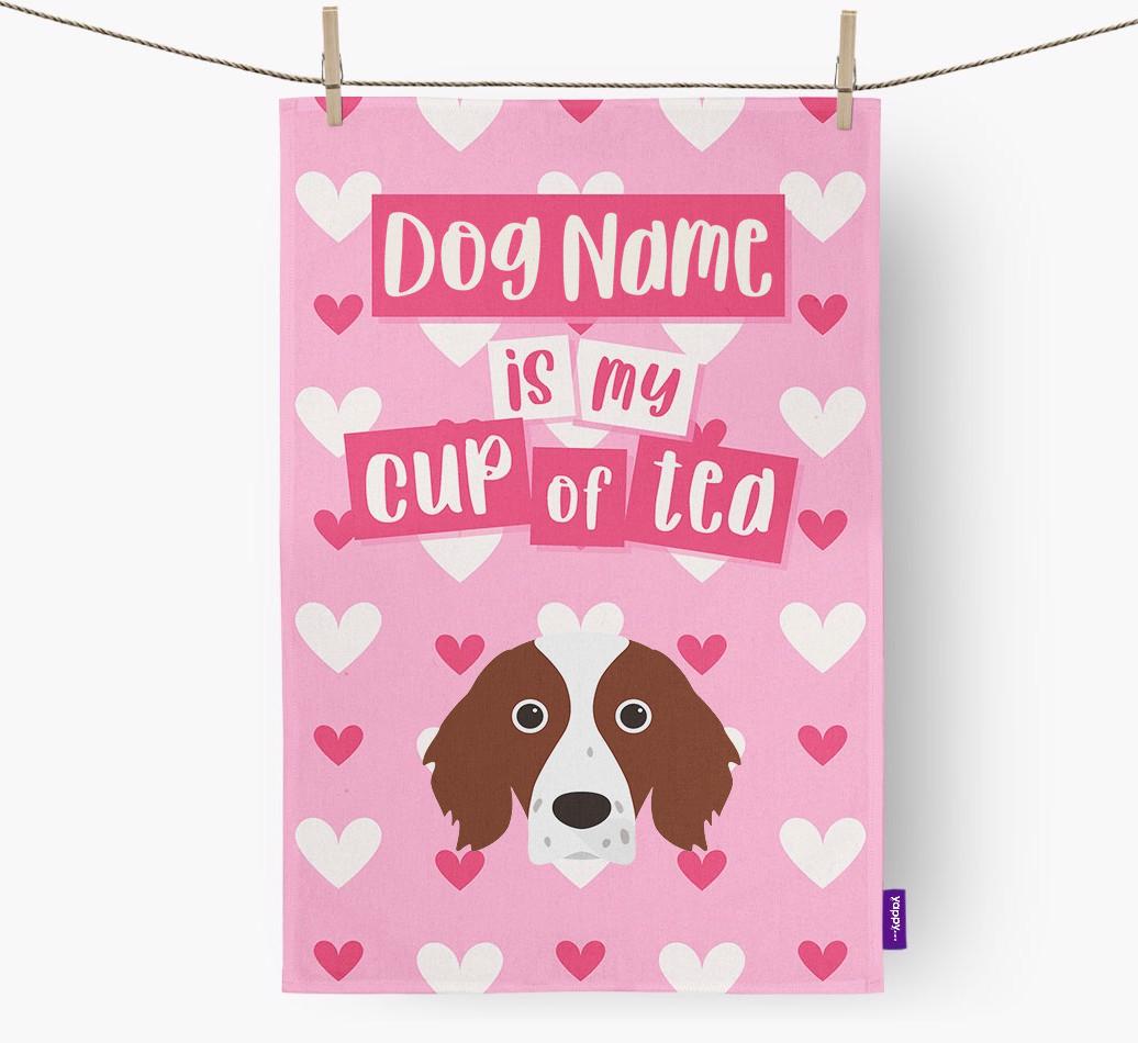 '{dogsName} is my cup of tea' Dish Towel with {breedFullName} Icon
