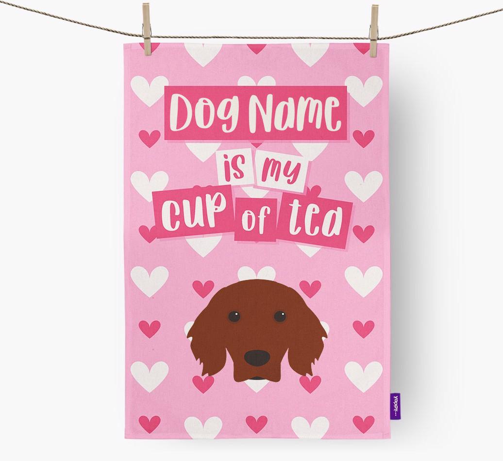 '{dogsName} is my cup of tea' Dish Towel with {breedFullName} Icon